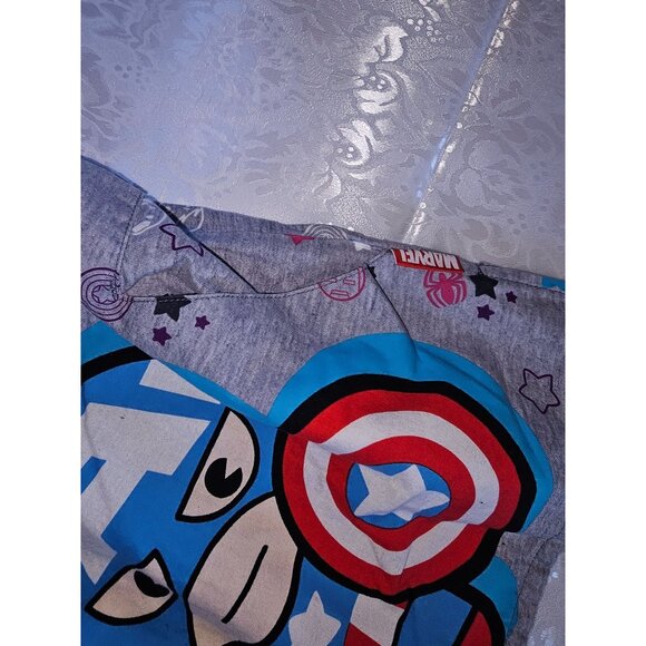 Marvel Avengers Cartoon Character Gray Scrub top With Funko Style Graphics Work - Picture 3 of 4